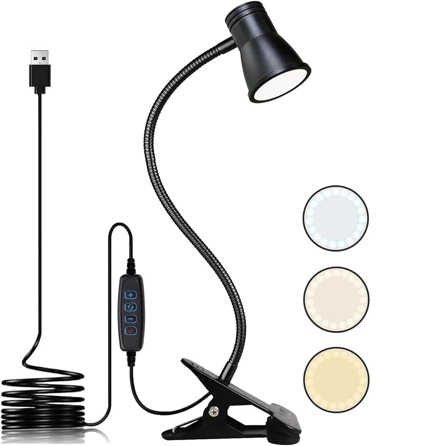 Lampe de Bureau LED à Pince Noire