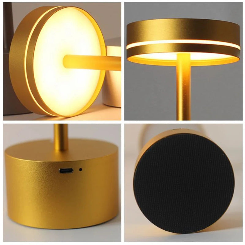 Détails de la Lampe de bureau LED Sans Fil Tactile Rechargeable dorée