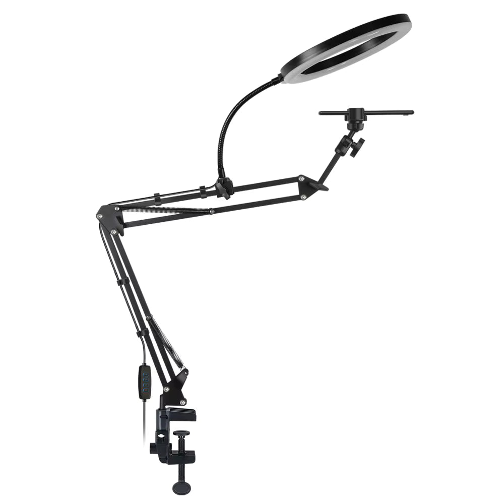 Lampe de Bureau Anneau LED Selfie sur fond blanc