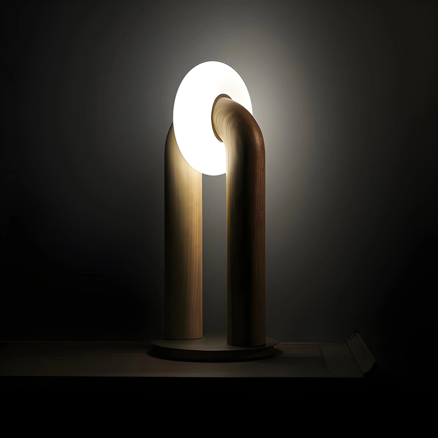 Lampe de Bureau en Bois Massif Arrondie