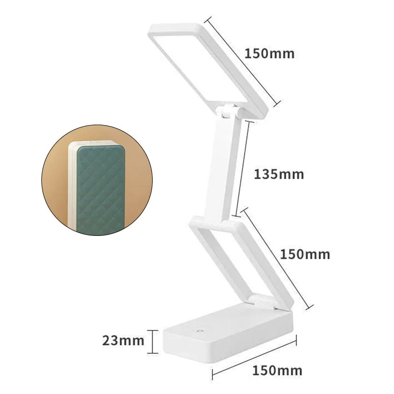 Dimensions de la Lampe de Bureau LED Pliable à Pile en mm