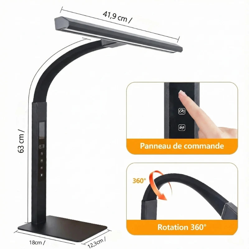 Lampe de Bureau LED 12W avec Minuteur noire