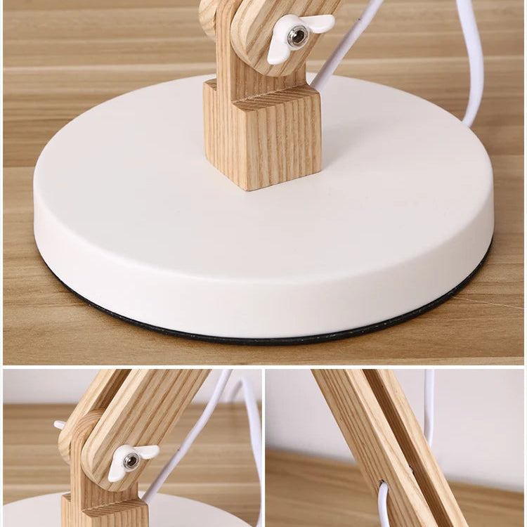 Socle Lampe de Bureau Articulée en Bois