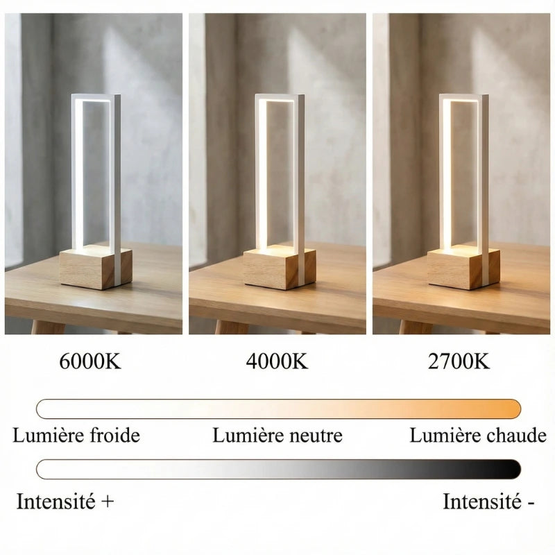 Températures dimmable de la Lampe de Bureau LED USB en Bois