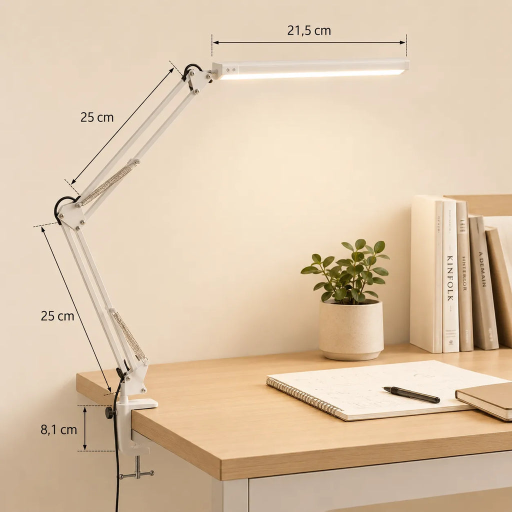 Lampe de Bureau LED 10W Articulée à Pince