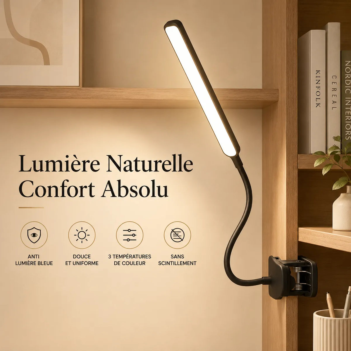 Lampe de Bureau LED à Pince Sans Fil
