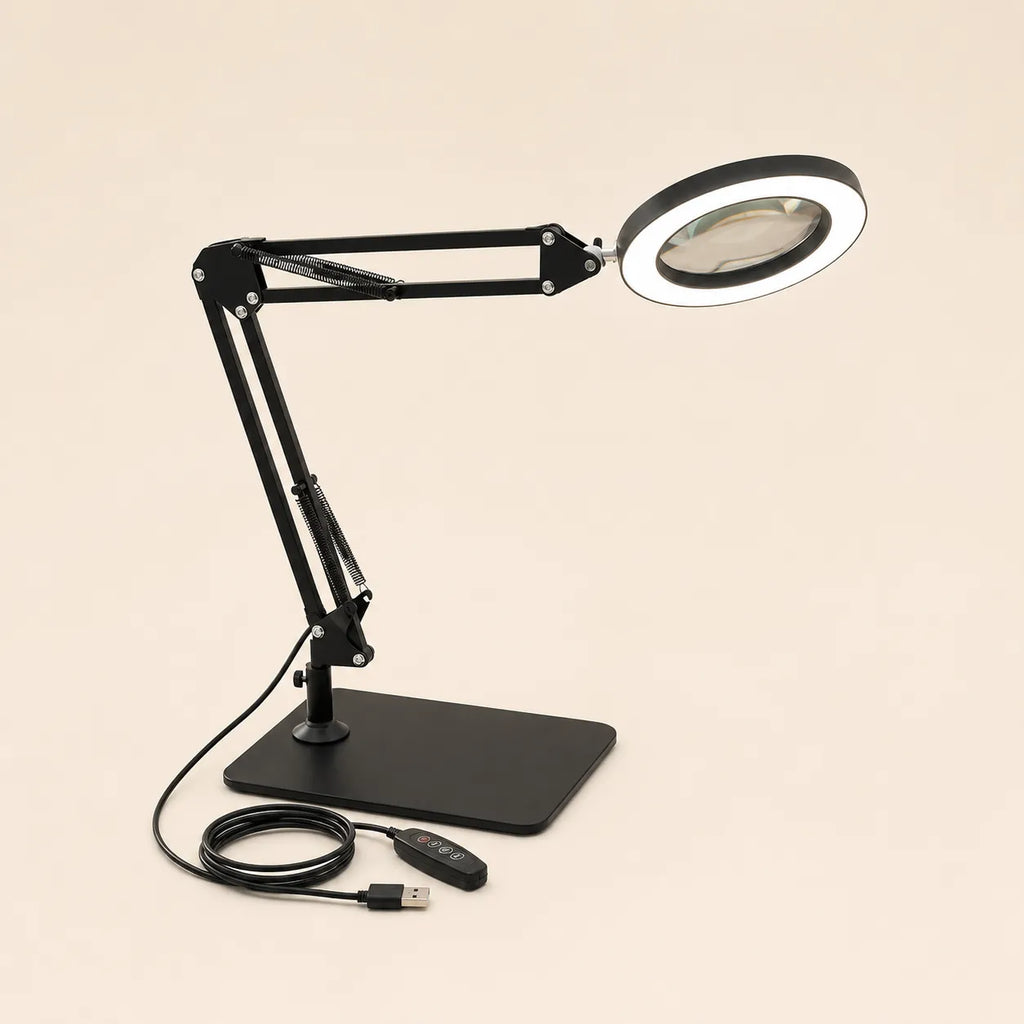 Lampe de Bureau Loupe 10X Pince/Base 2-en-1