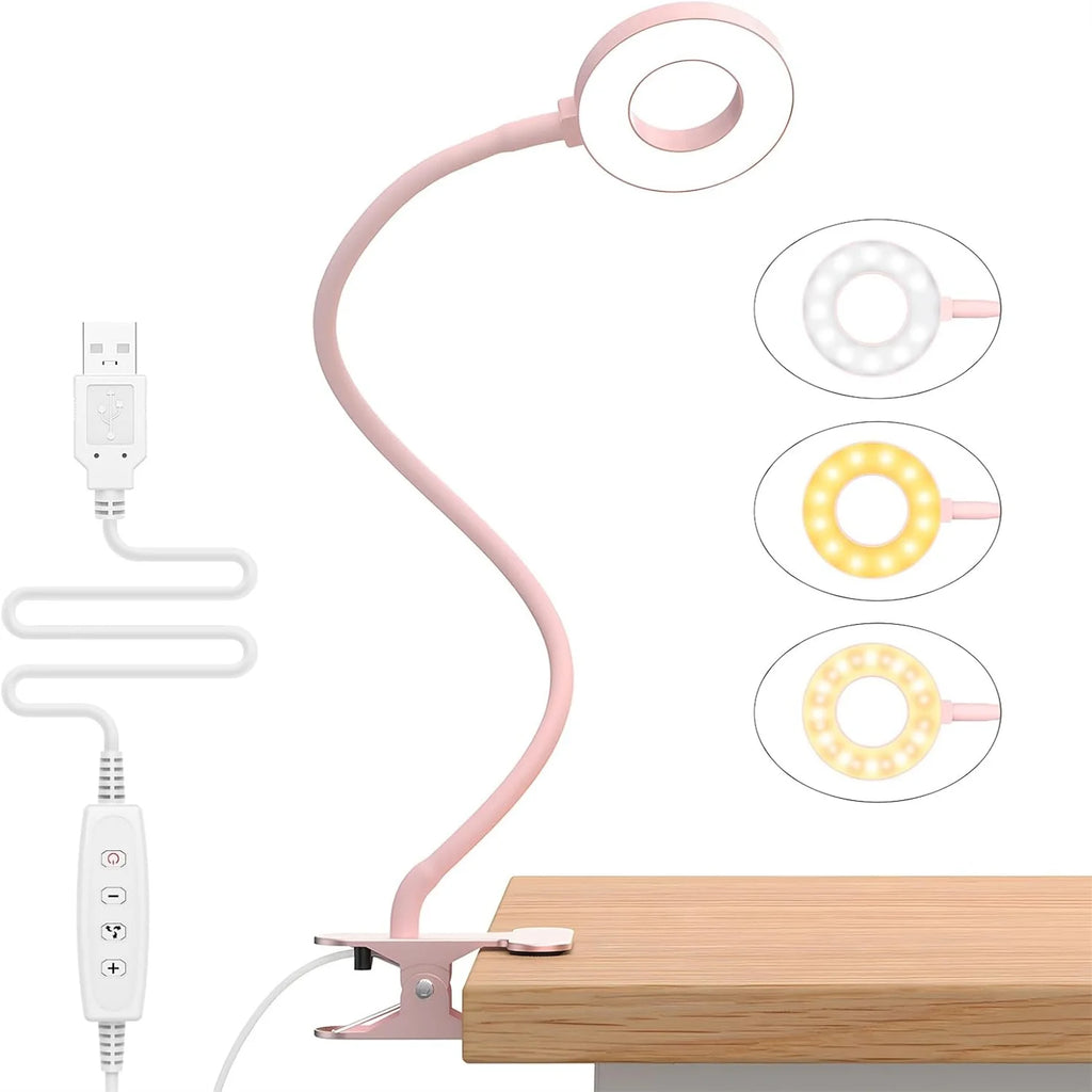 Lampe de Bureau À Pince pour Enfants rose sur fond blanc