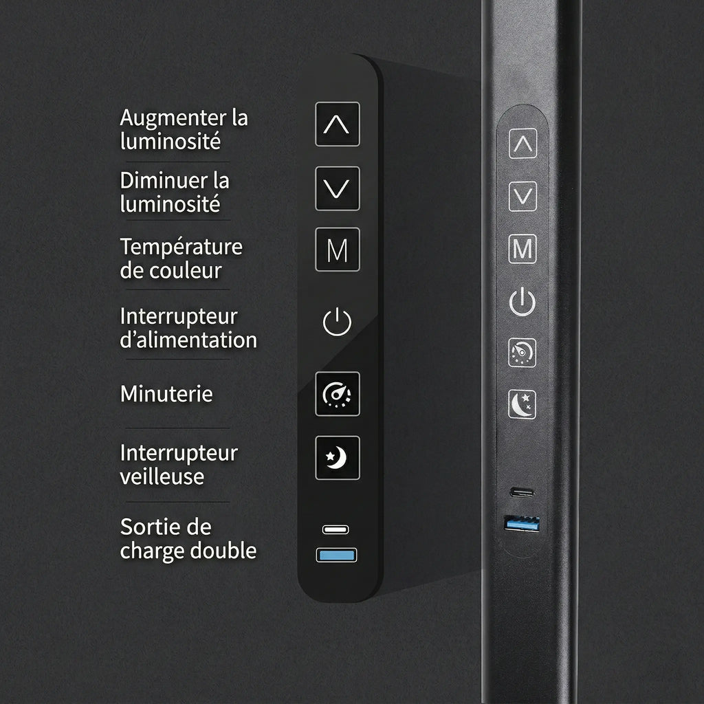Boutons de la Lampe de Bureau Anneau LED