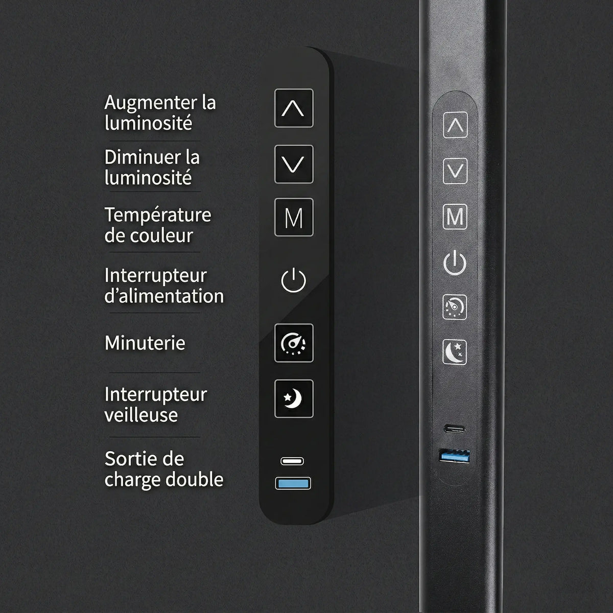 Boutons de la Lampe de Bureau Anneau LED