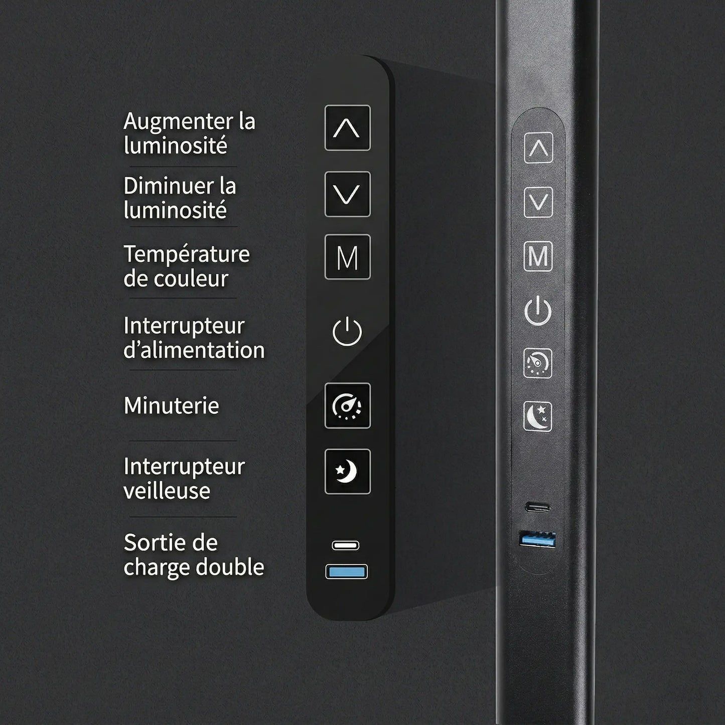 Boutons de la Lampe de Bureau Anneau LED