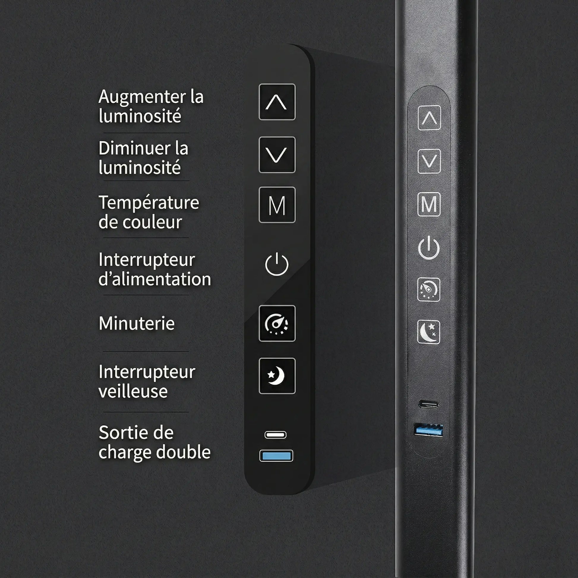 Boutons de la Lampe de Bureau Anneau LED