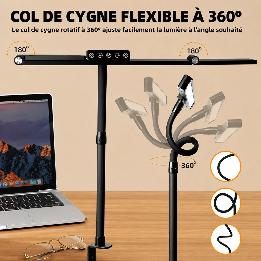 Lampe de Bureau LED à Pince Tactile