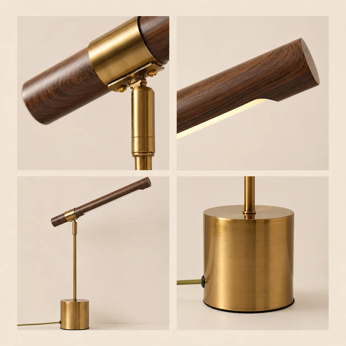 Lampe de Bureau LED Bois Doré