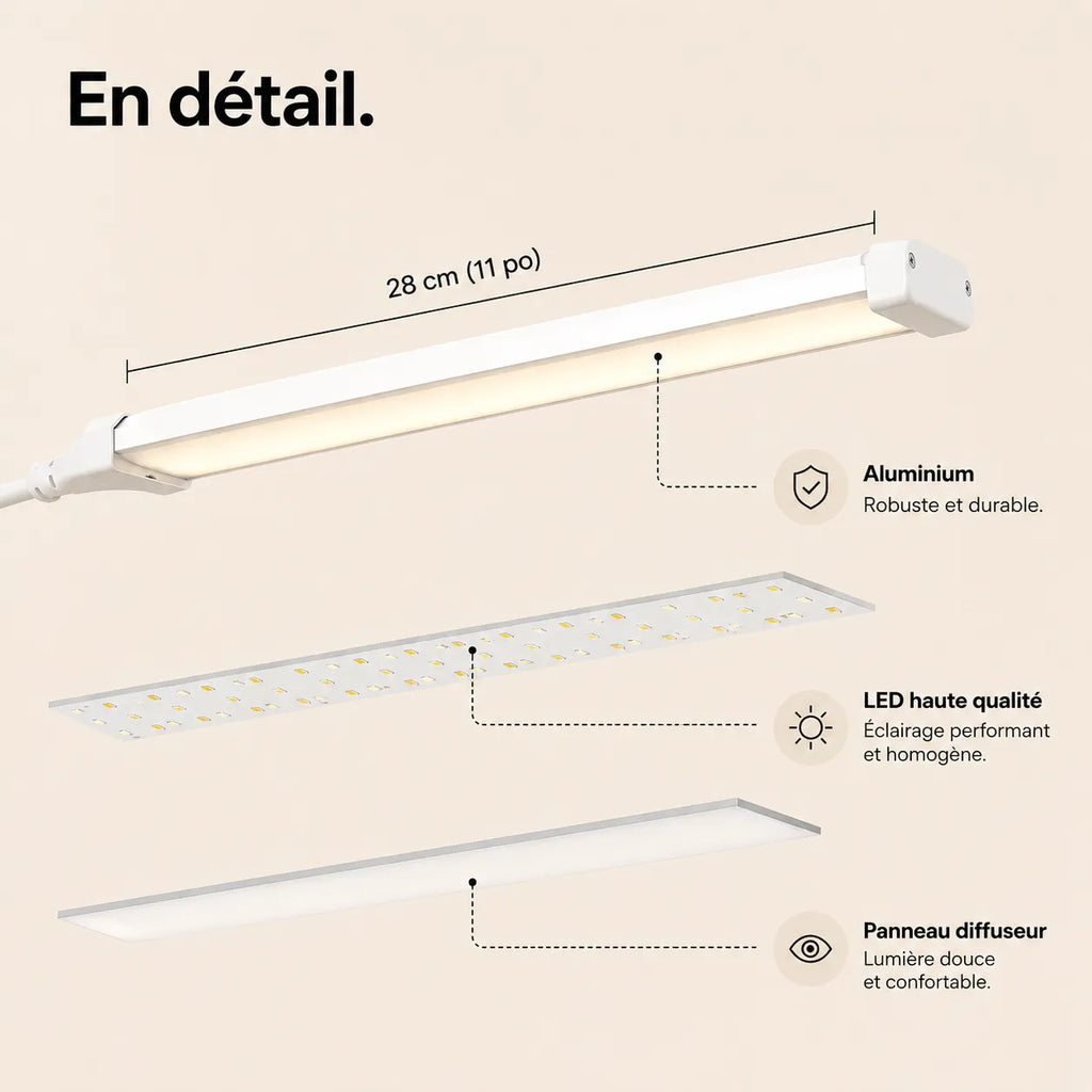 Lampe de Bureau LED à Pince Col de Cygne Flexible