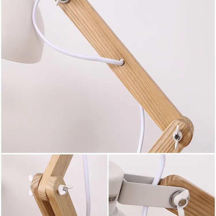 Détails Lampe de Bureau Articulée en Bois 