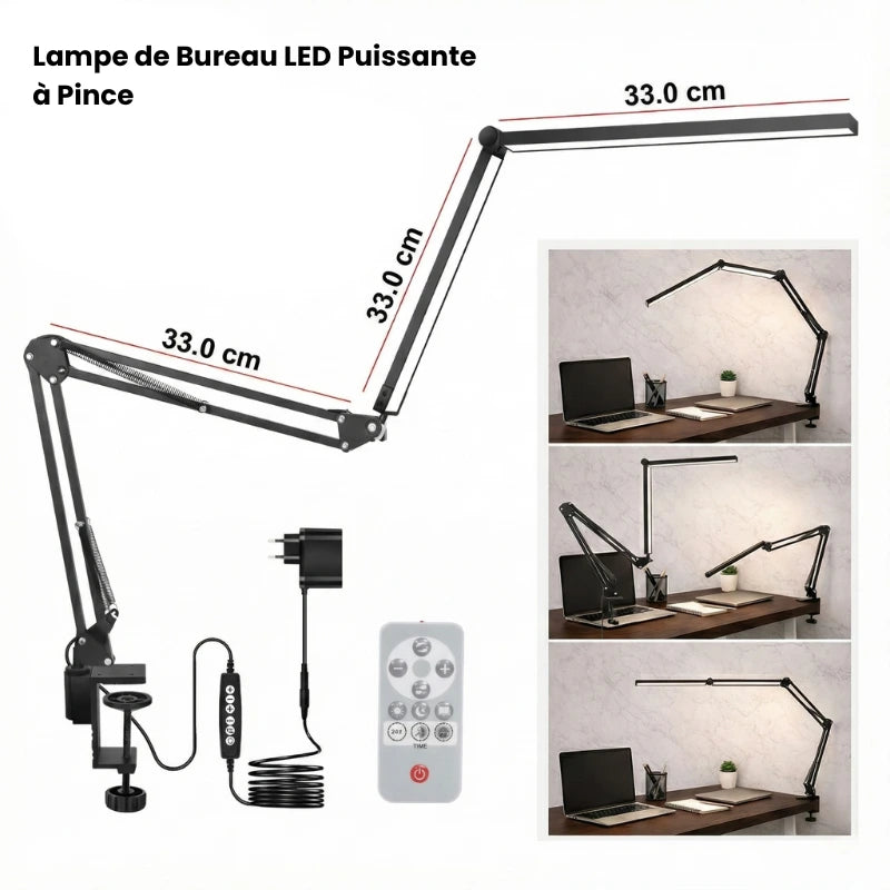Fiche technique de la lampe de bureau led puissante à pince noire