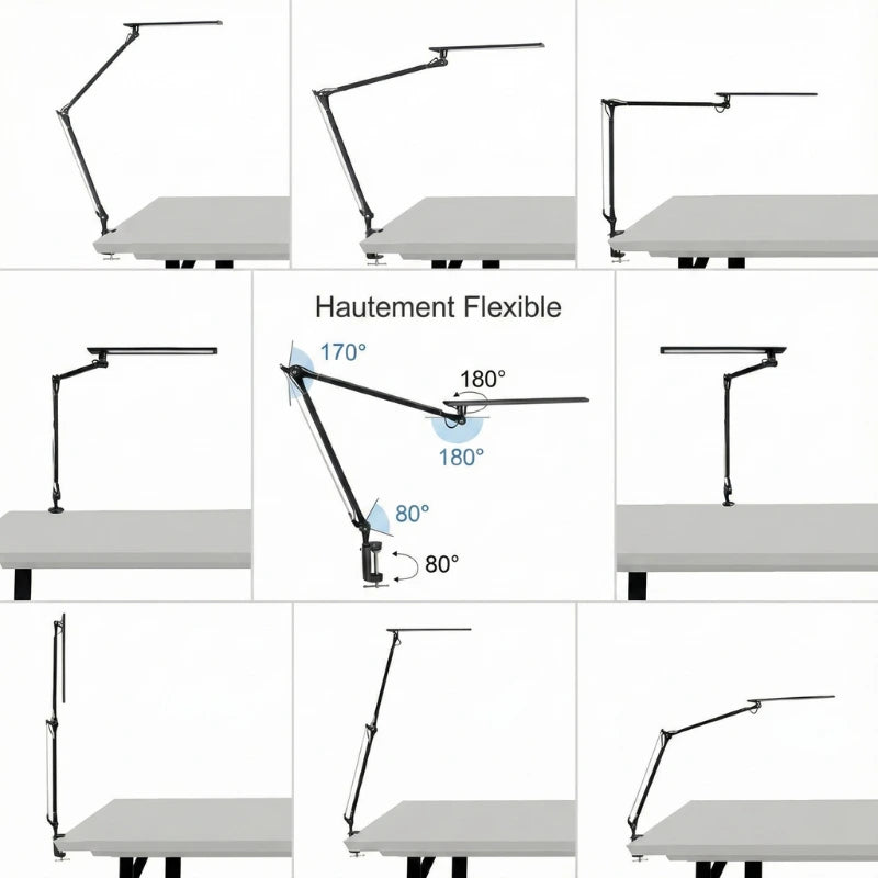 Flexibilité de la Lampe de Bureau LED à Pince Métallique