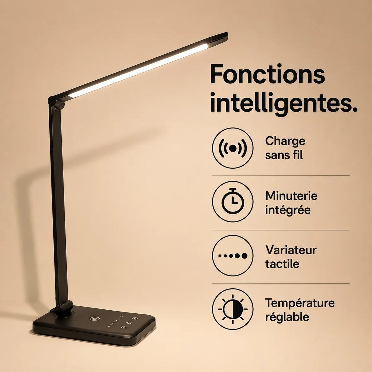 Fonctions intelligentes de la lampe de bureau led lumenia