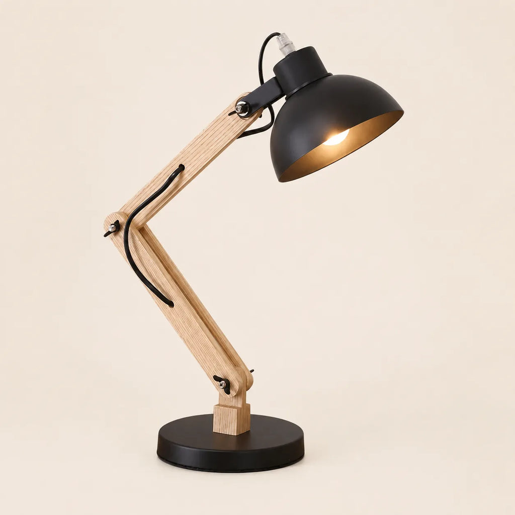 Lampe de Bureau Articulée en Bois