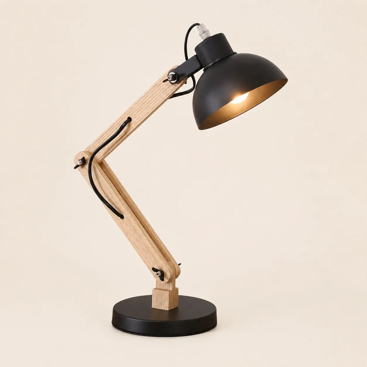 Lampe de Bureau Articulée en Bois
