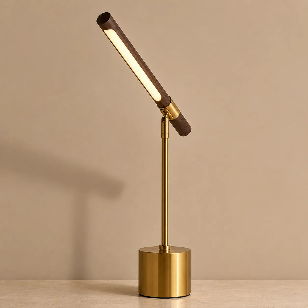 Lampe de Bureau LED Bois Doré