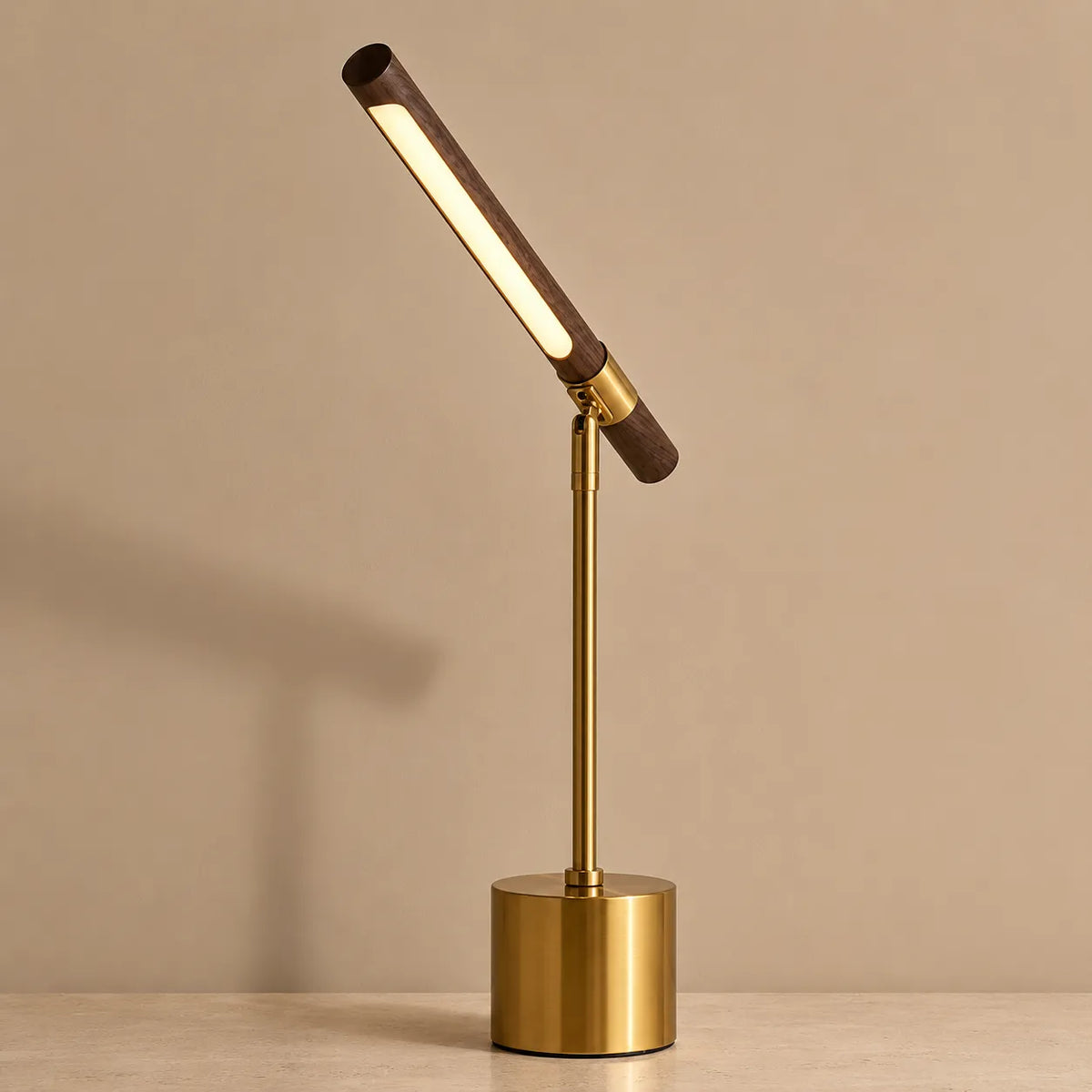 Lampe de Bureau LED Bois Doré