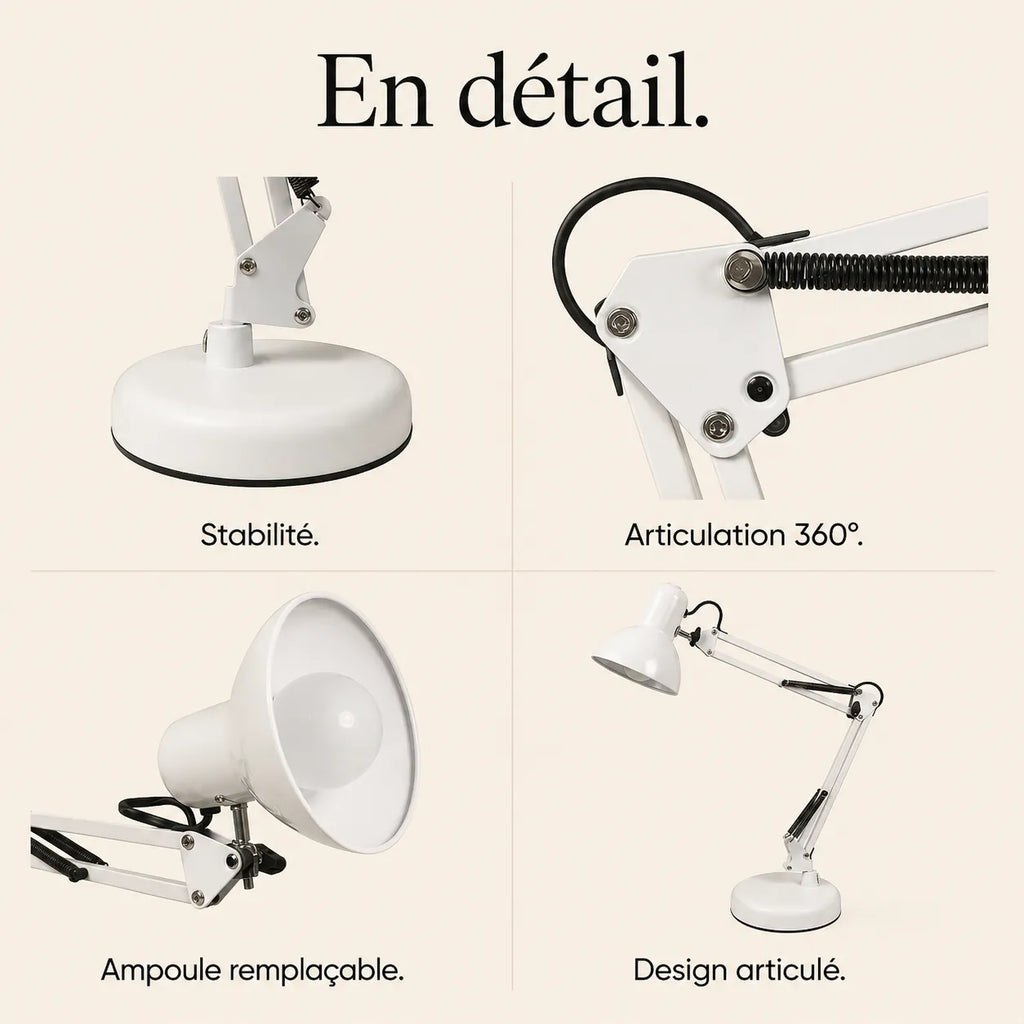Lampe de Bureau Articulée Blanche