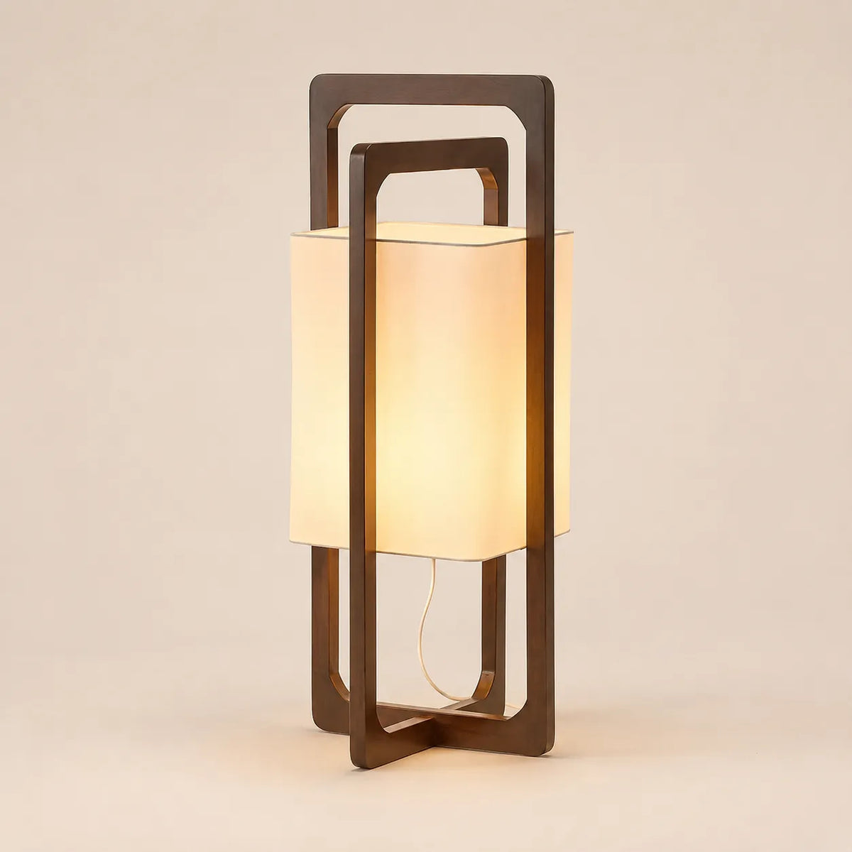 Lampe de Bureau Japonaise Wabi-Sabi en Noyer