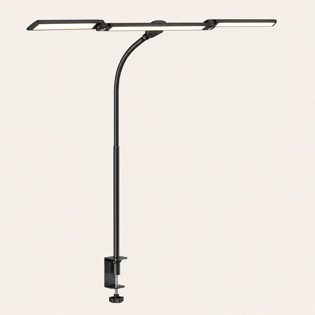 Lampe de Bureau LED à Pince Triple Tête Articulée