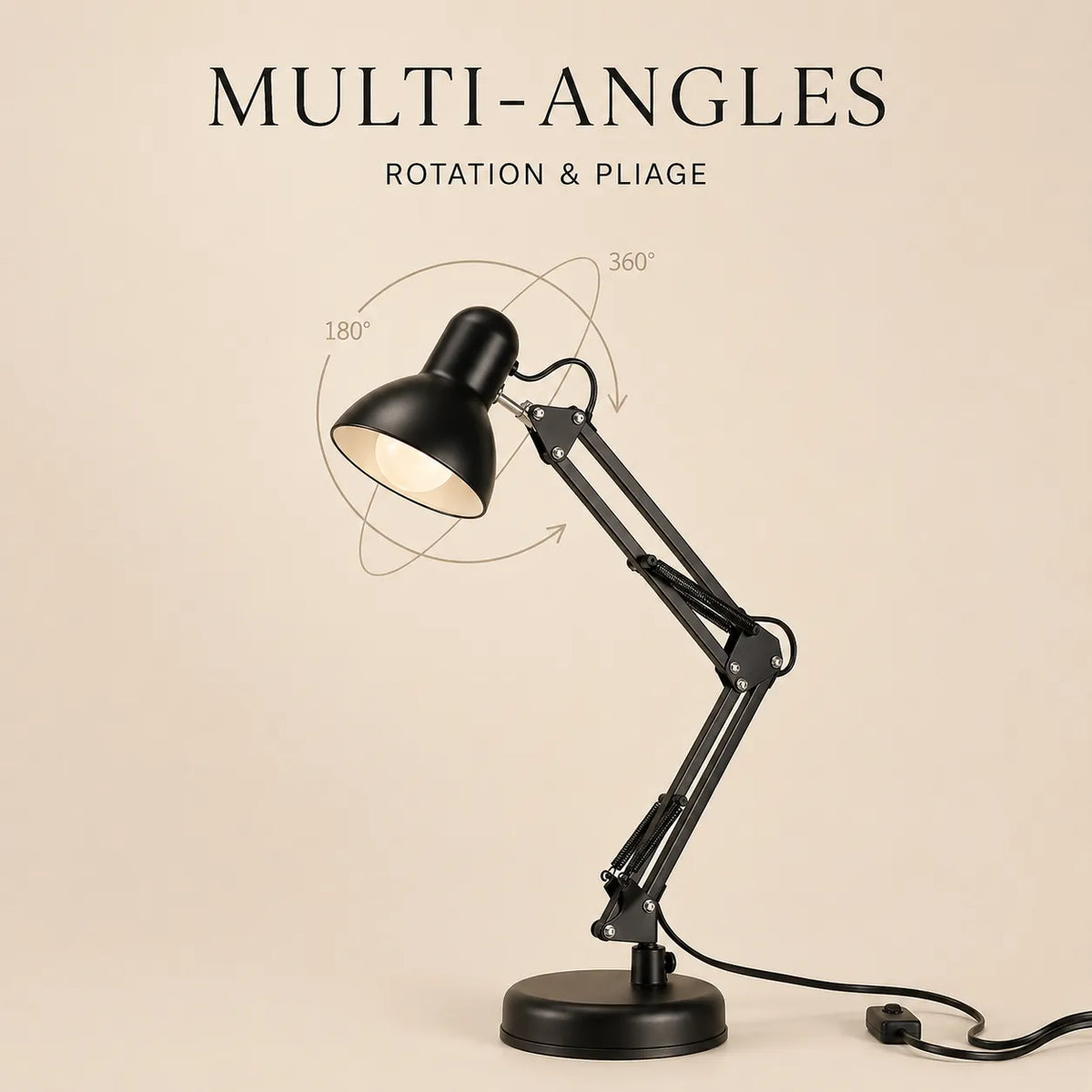 Lampe de Bureau Articulée Noire