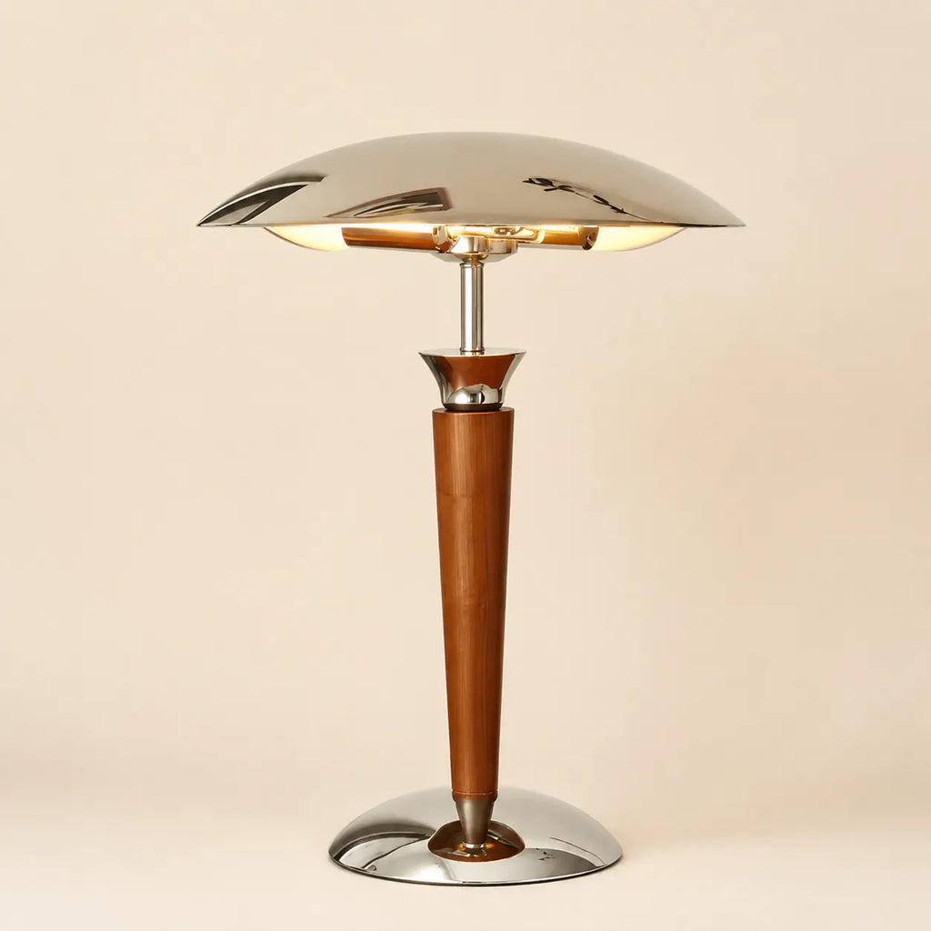 Lampe de Bureau Vintage Bois & Chrome