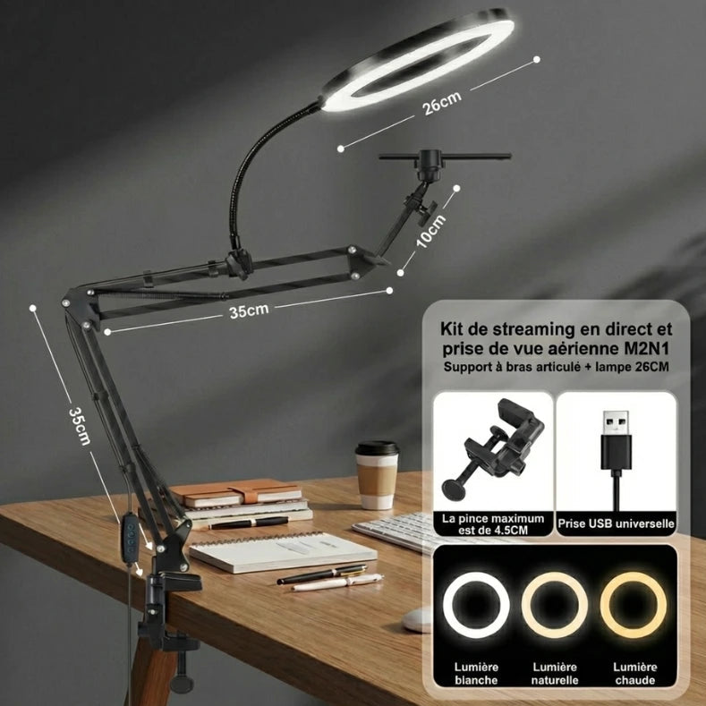 Kit de la Lampe de Bureau Anneau LED Selfie