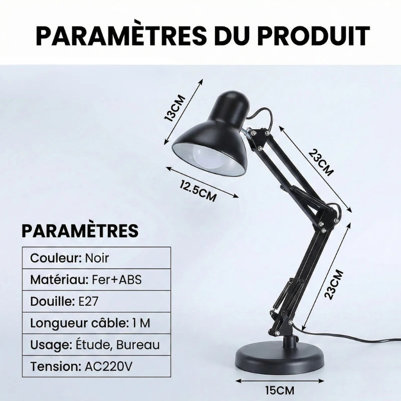Fiche technique détaillée de la Lampe de Bureau Architecte sur Pied Acier