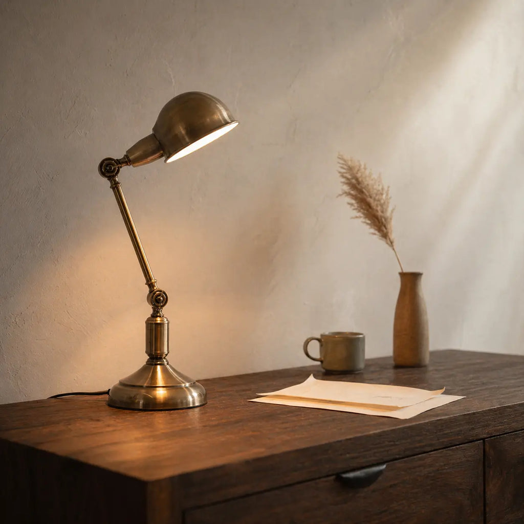 Lampe de Bureau Vintage Classique placée sur un espace de travail