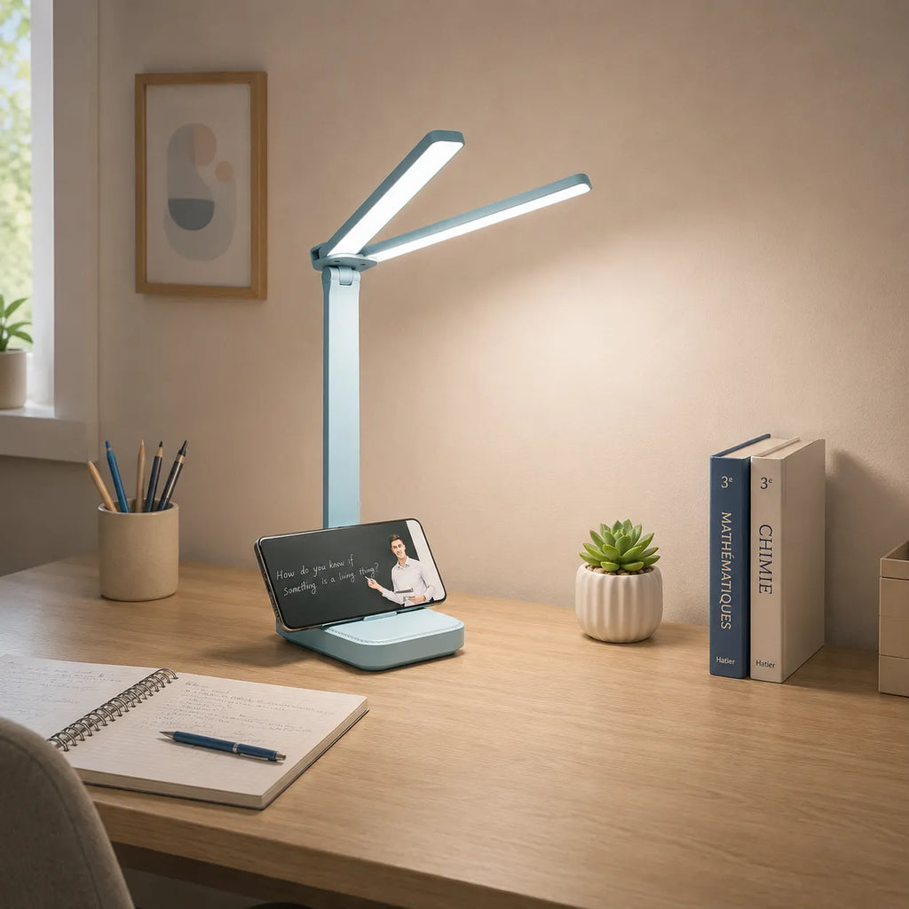 Lampe de bureau enfant bleue rechargeable avec éclairage apaisant