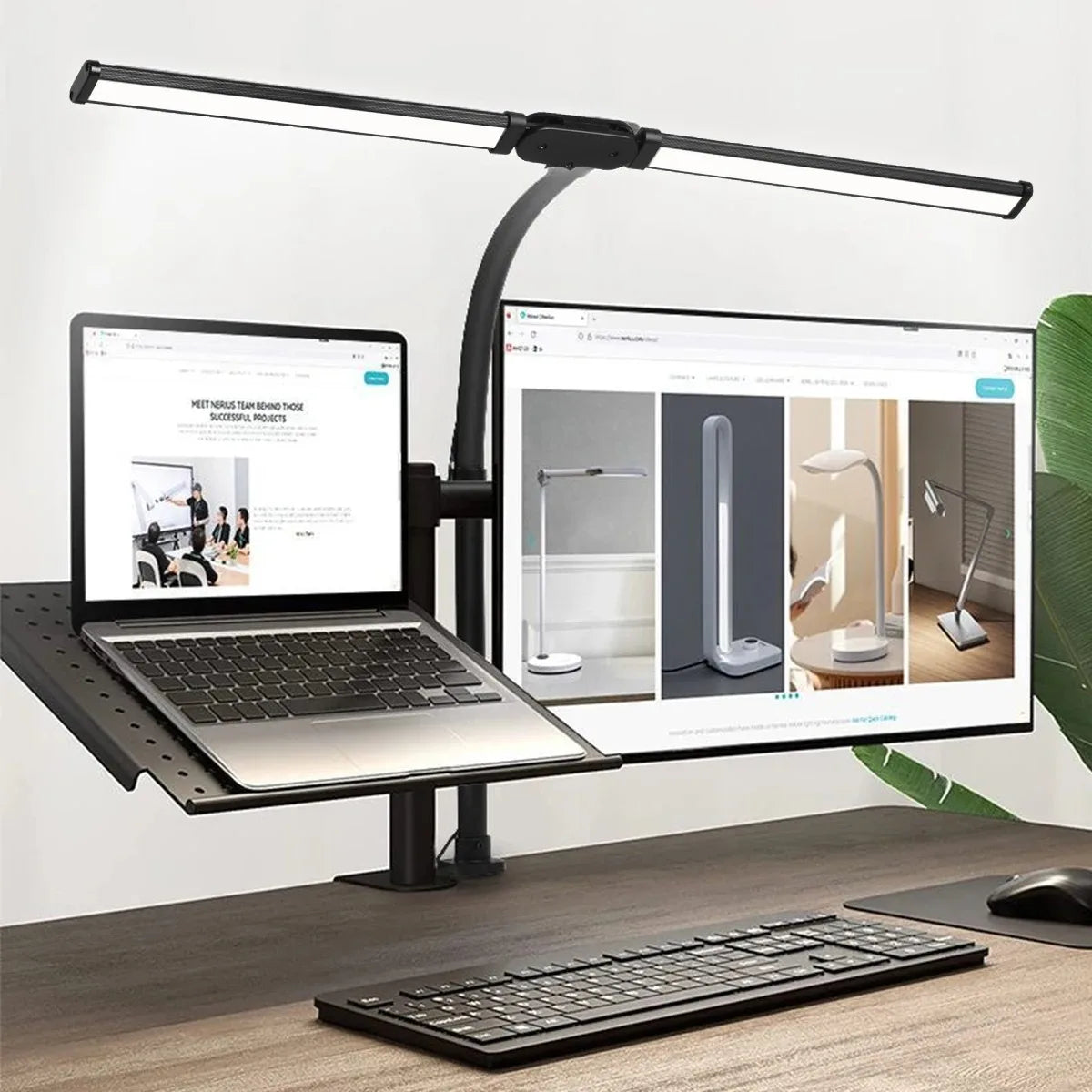 Lampe de Bureau LED à Pince à Double Tête noire