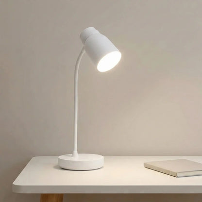 Lampe de Bureau LED Blanche Sans Fil placée sur un bureau blanc