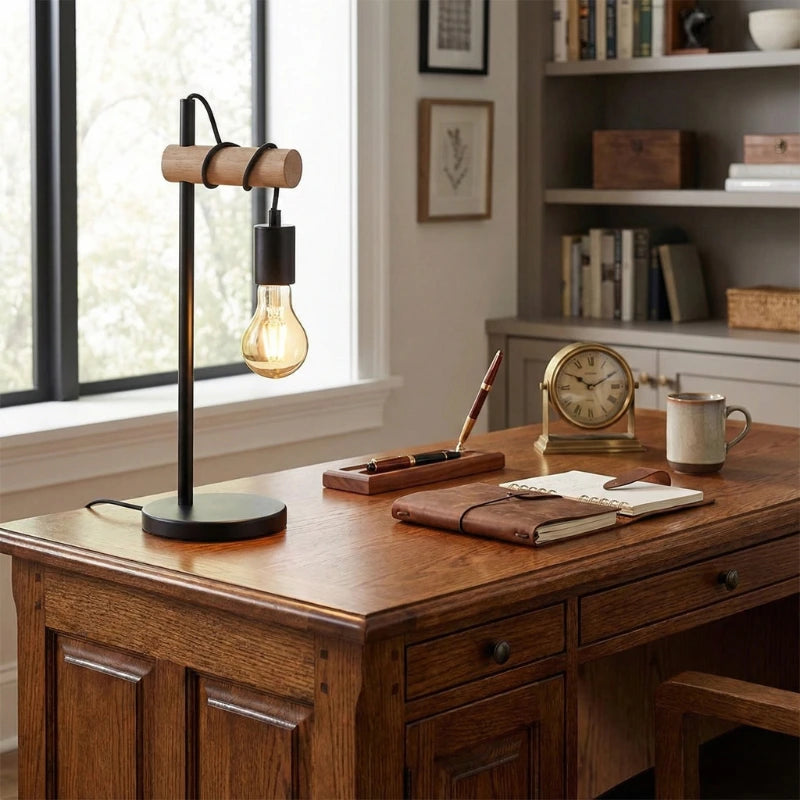 Lampe de Bureau Vintage Ampoule Suspendue placée sur un espace de lecture