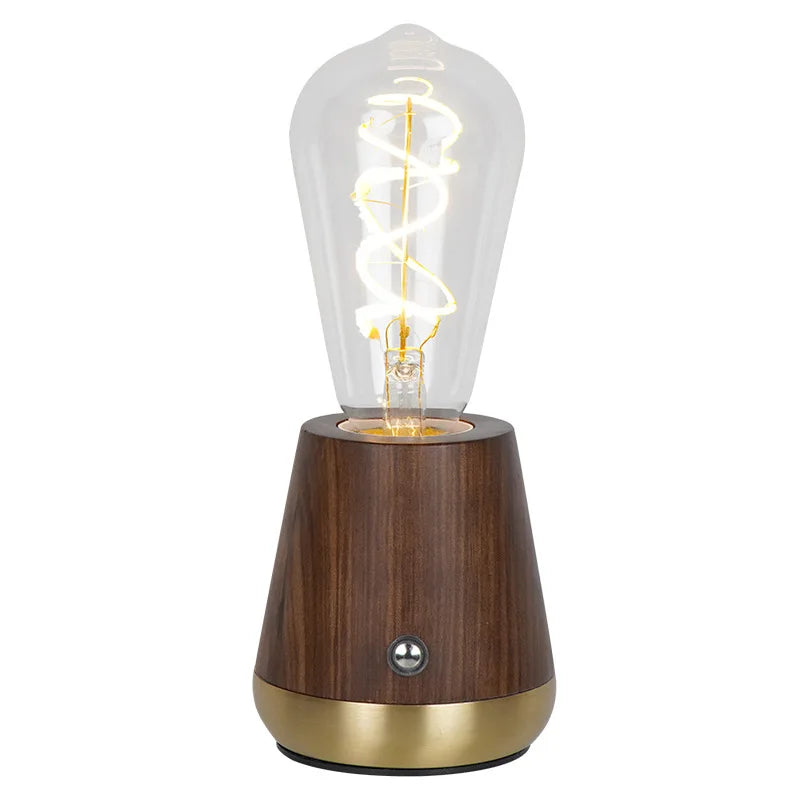 Lampe de Bureau Vintage Industrielle en Bois sur fond blanc
