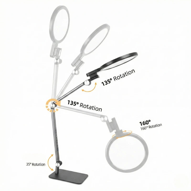 Rotations de la Lampe de Bureau Articulée 135°