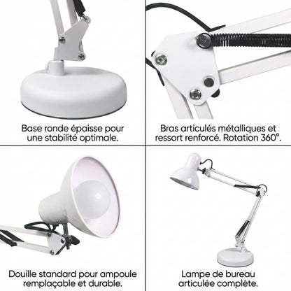 Fiche technique de la Lampe de Bureau Articulée Blanche