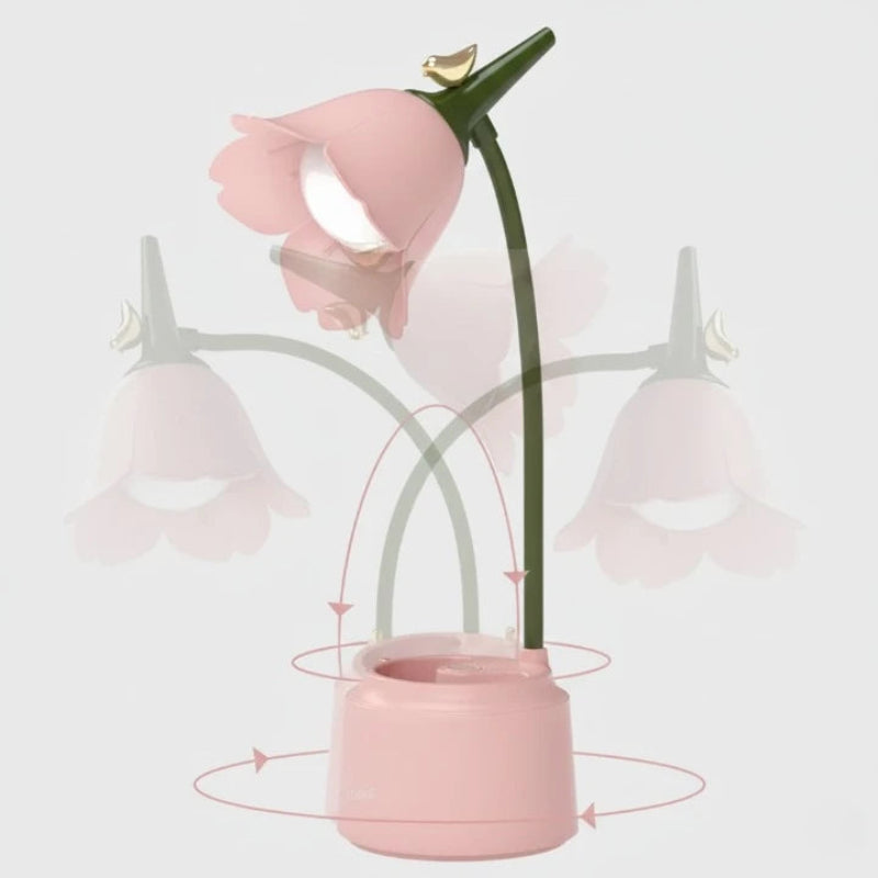 Flexibilite de la Lampe de Bureau Enfant Fille Fleur Rose LED