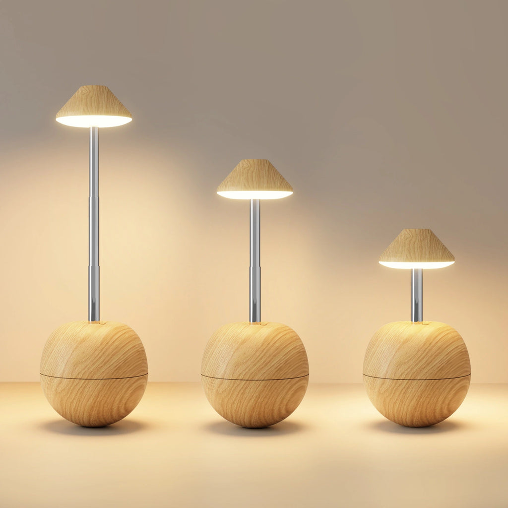 Lampe de Bureau Inclinable LED en Bois clair