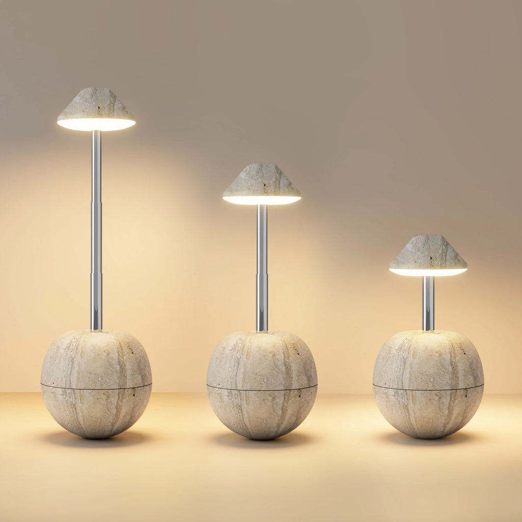 Lampe de Bureau Inclinable LED en Bois en travertin