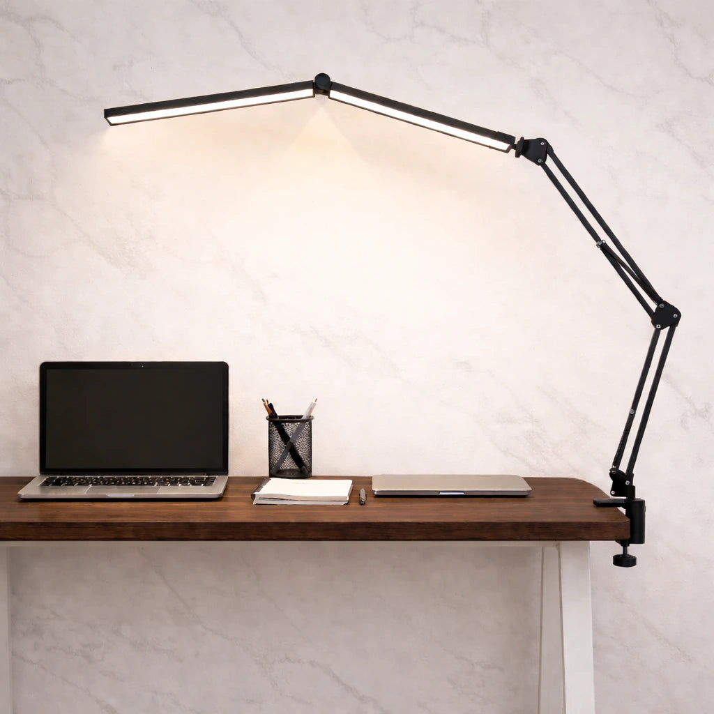 Lampe de bureau led à pince puissante noire