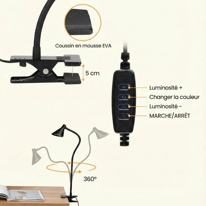 Télécommande de la Lampe de Bureau LED à Pince Lumia