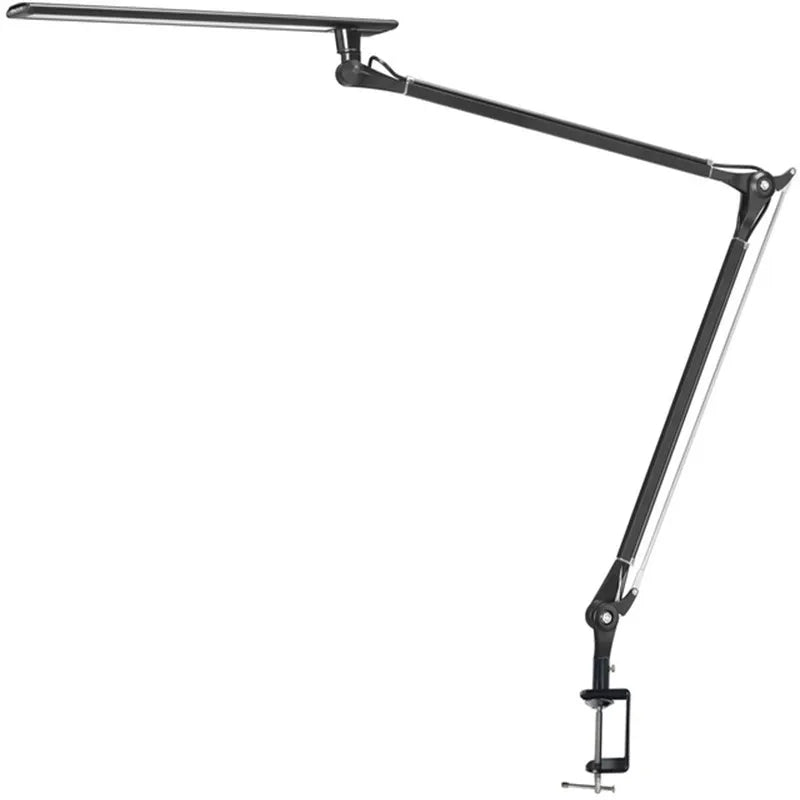 Lampe de Bureau LED à Pince Métallique noire sur fond blanc