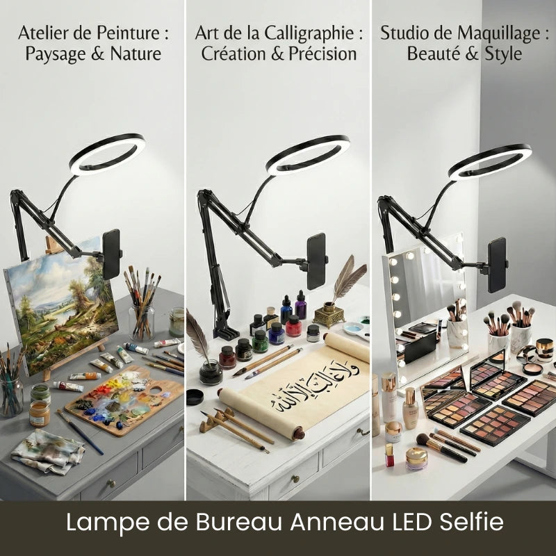 Différentes utilisations de la Lampe de Bureau Anneau LED Selfie