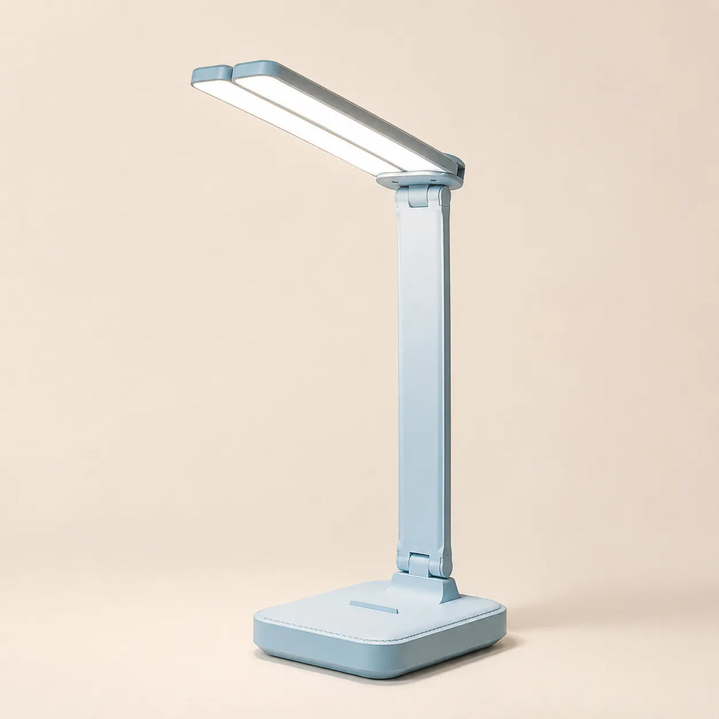 Lampe de bureau LED bleue pour enfant avec design doux et moderne